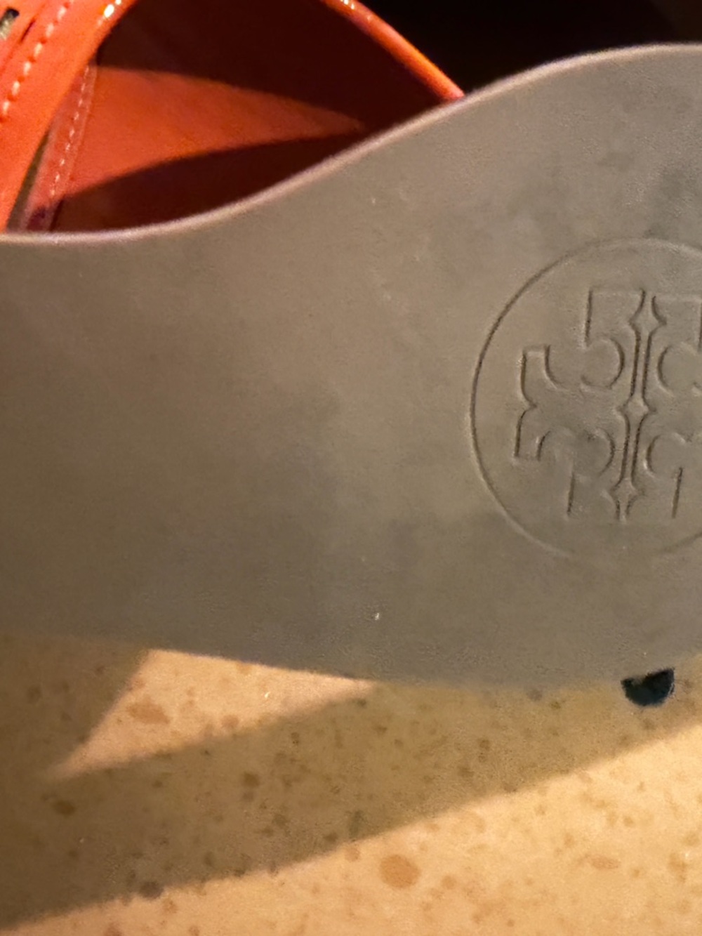 Tory Burch Orange Cutout Leather Slide Sandals. Size 8.5 - Picture 4 of 4